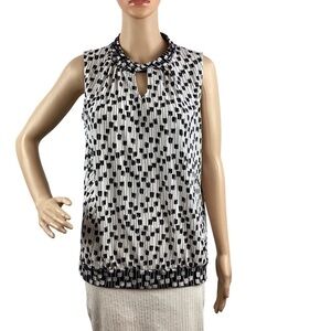 Worthington Top Size PL Black White Print Sleeveless